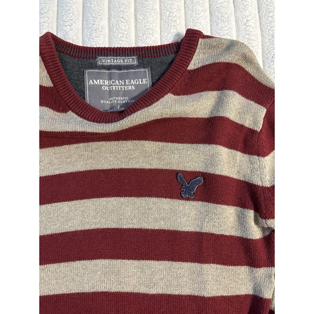 UPCYCLED GRUNGE American Eagle Outfitters Red Stripe Sweater Knit Safety Pin Emo